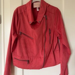 Hutch Coral Red Women's Moto Jacket